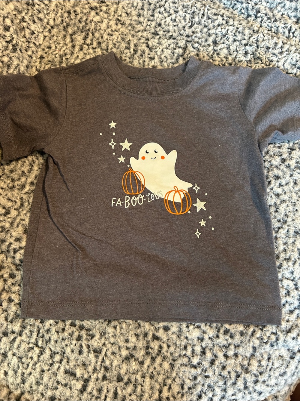 wonder nation Gray Tee with Friendly Ghost and Orange Pumpkins